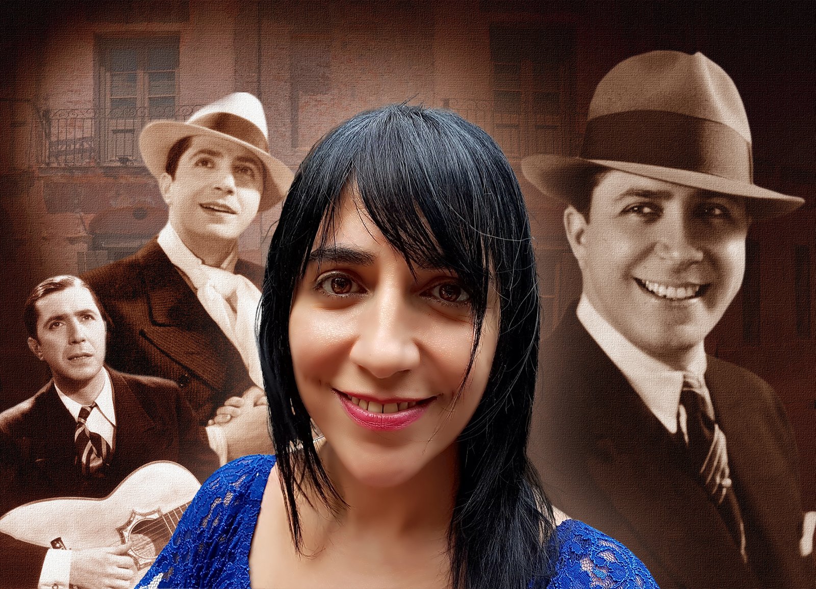 Saide Abdalá with images of Carlos Gardel